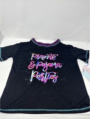 More Than Magic Girls Short Sleeve Pajama Top Presents & Pajama Parties Xl 14-16